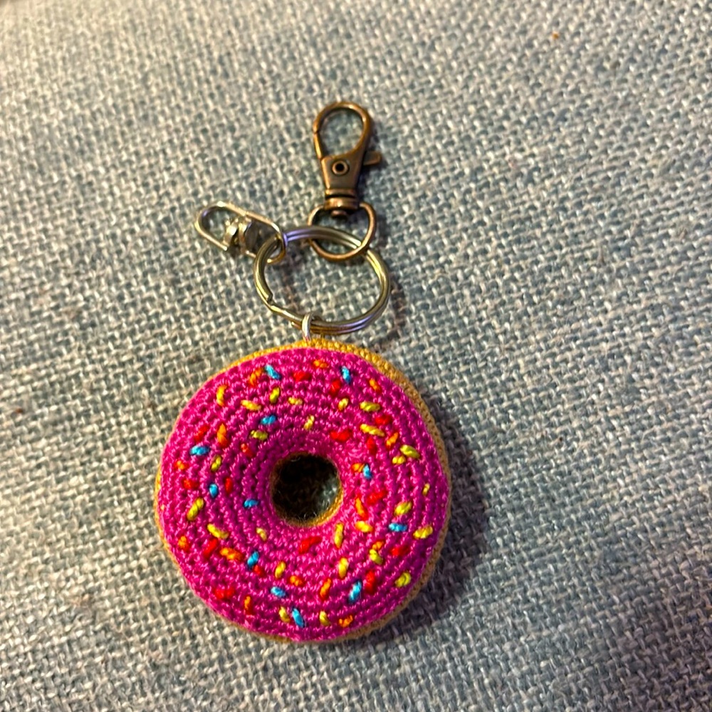 Pink Sprinkle Donut Keychain
